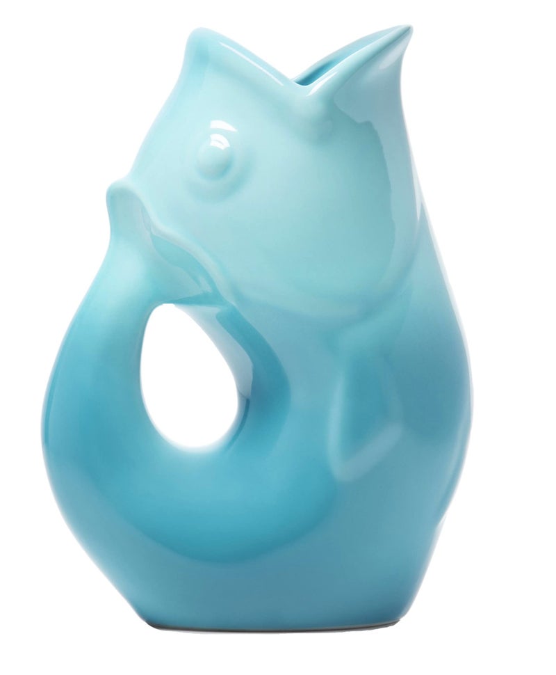Gurgle Pot Fish Pitcher- Gradient Blue - 42 oz Capacity | Beverage Pitcher | Blue Serving Ware for Parties | Indoor and Outdoor Serveware | Coffee and Dining Room Tables Centerpieces - Image 1
